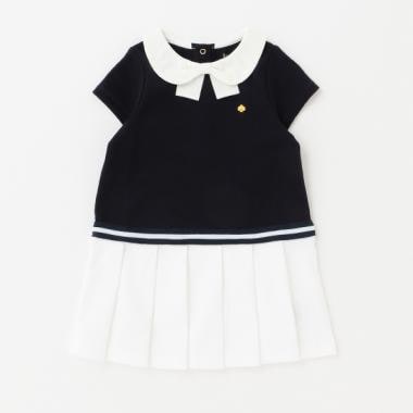 kate spade new york トドラーボウベルトプリーツワンピース インファント・トドラー ボウカラープリーツワンピース(90cm 紺