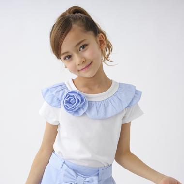 トドラー ストライプラッフルTシャツ(110cm オフ ホワイト