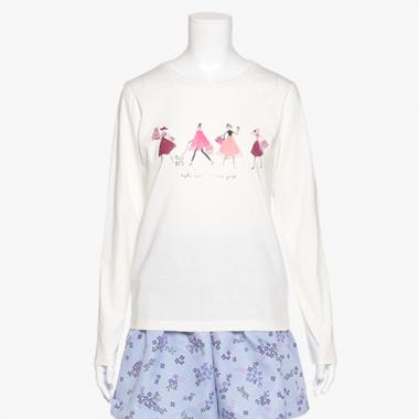 キッズ ショッピングガール長袖Tシャツ