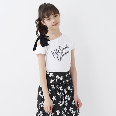 ガールズ ワンショルダーボウTシャツ(140cm オフ ホワイト