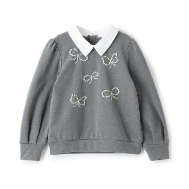 パールボウ衿つきトレーナー