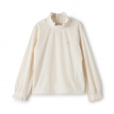 シャーリングスタンドカラーベロアカットソー