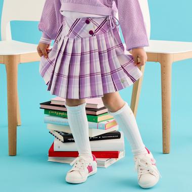 チェックプリーツラップキュロットスカート