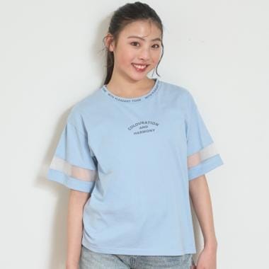 【7days】接触冷感袖シアーTシャツ