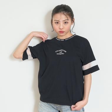 【7days】接触冷感袖シアーTシャツ