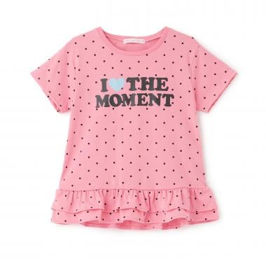 【7days】ドット裾フリルTシャツ