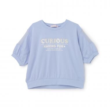 【7days】袖シアーガーリー5分袖Tシャツ