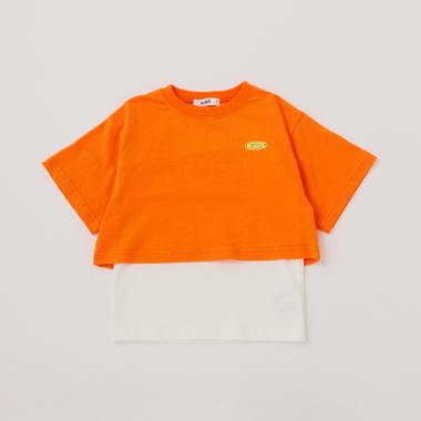 短丈半袖Tシャツ＋タンクトップSET(90cm オレンジ): キッズ