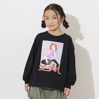 ガールイラスト長袖Tシャツ