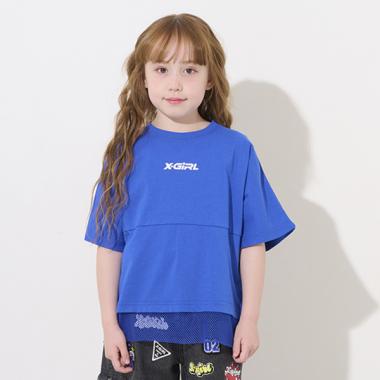 カラフルロゴメッシュ切替半袖Tシャツ