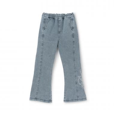 ラインストーンロゴ フレアデニムパンツ