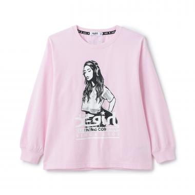 スケボーガールイラスト 長袖Tシャツ