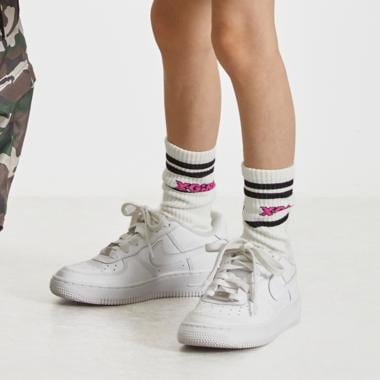 ロゴライン クルーリブソックス