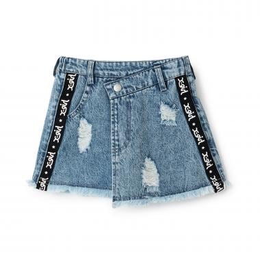 サイドロゴテープ  クラッシュ加工デニムスカート