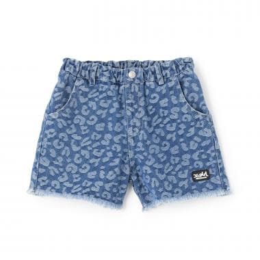 レオパードジャガード デニムショートパンツ