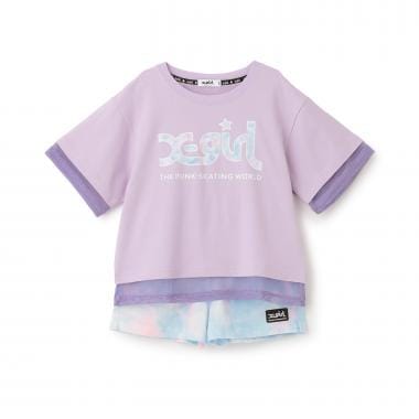 メッシュロゴ半袖Tシャツ+総柄ショートパンツ セット