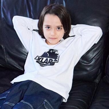 袖ロゴスランテッドOGゴリラ長袖Tシャツ(80cm 白): キッズ
