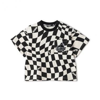 歪みチェッカー総柄半袖Tシャツ