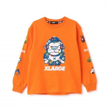 車柄ファニーゴリラ 長袖Tシャツ