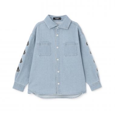 パッチロゴデニム長袖シャツ