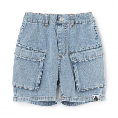 ケミカルウォッシュ デニムカーゴハーフパンツ