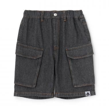 ケミカルウォッシュ デニムカーゴハーフパンツ