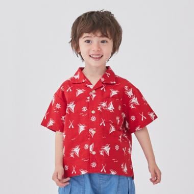 マリン・バンダナ柄開衿シャツ(80cm 赤): キッズ - ナルミヤ