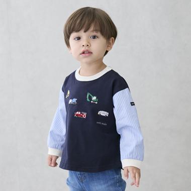 働く車袖布帛Tシャツ