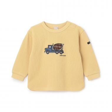 働く車アップリケ接結長袖Tシャツ