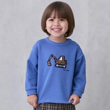働く車アップリケ接結長袖Tシャツ