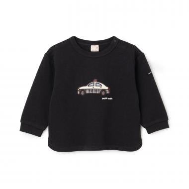 働く車アップリケ接結長袖Tシャツ