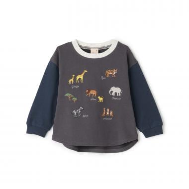 動物刺しゅう長袖Tシャツ