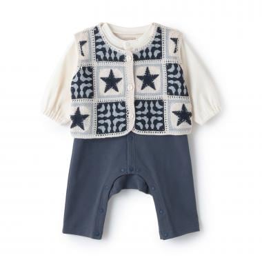 クロシェベストつきカバーオール