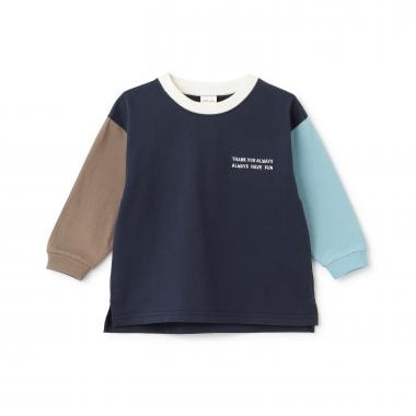 【食品防汚】配色ゆるっと長袖Tシャツ