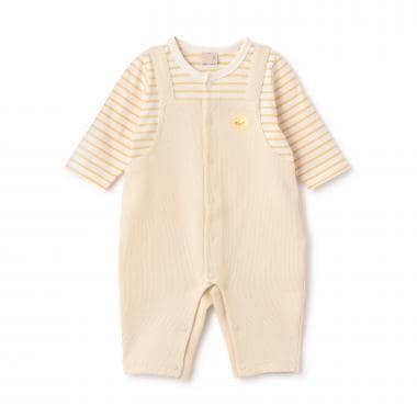 アニマル刺しゅうサロペ風カバーオール