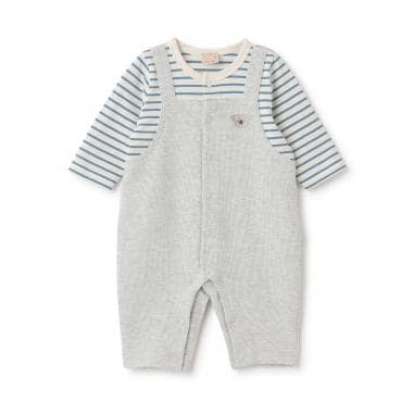 アニマル刺しゅうサロペ風カバーオール