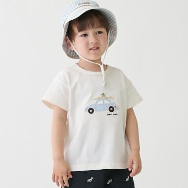 ヨット/車アップリケ半袖Tシャツ