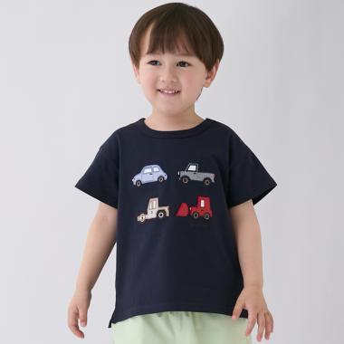 ヨット/車アップリケ半袖Tシャツ