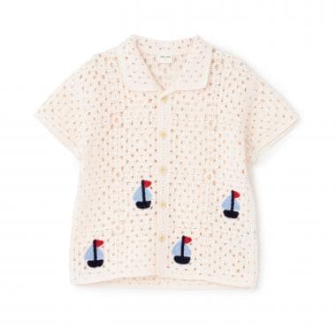 クロシェ開衿シャツ