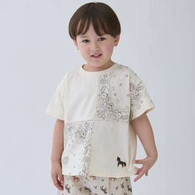 パッチワーク半袖Tシャツ