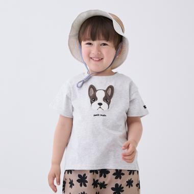 【接触冷感】DOGアップリケ半袖Tシャツ