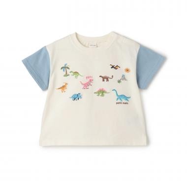 【接触冷感】恐竜刺しゅう半袖Tシャツ