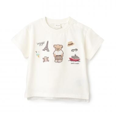 【接触冷感】くま旅アップリケ半袖Tシャツ
