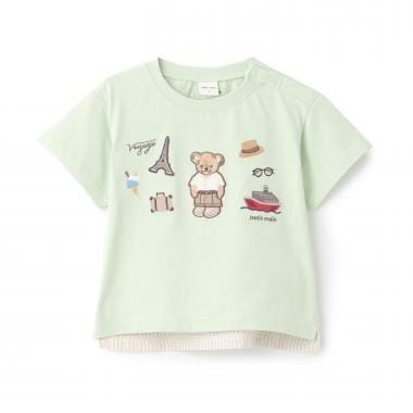 【接触冷感】くま旅アップリケ半袖Tシャツ