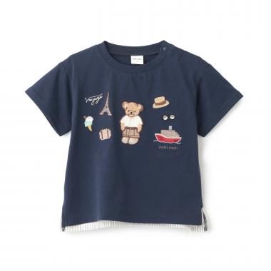 【接触冷感】くま旅アップリケ半袖Tシャツ