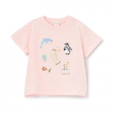 【接触冷感】海のいきものアップリケ半袖Tシャツ