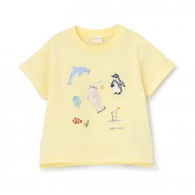 【接触冷感】海のいきものアップリケ半袖Tシャツ