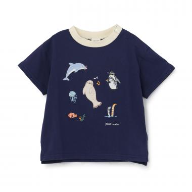 【接触冷感】海のいきものアップリケ半袖Tシャツ