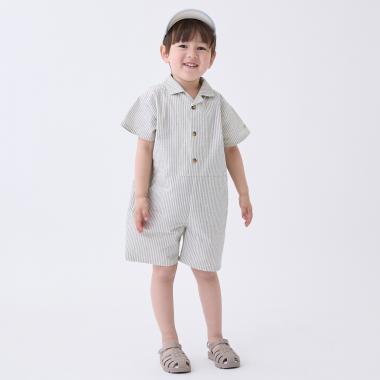 布帛開衿シャツカバーオール