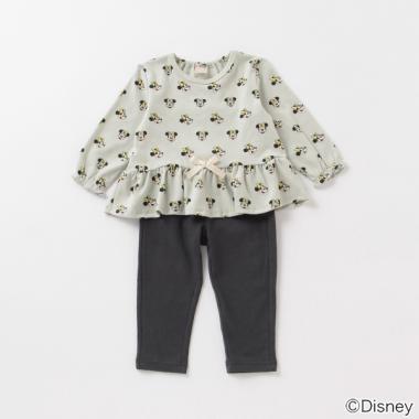 【DISNEY】 ミニーマウスデザイン 総柄Tシャツ×パンツパジャマセット